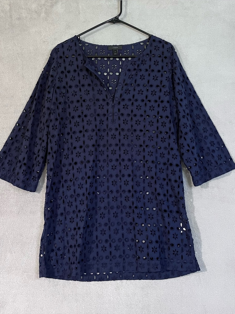 J Crew Navy Eyelet Cotton Tunic Coverup Womens Sz Small